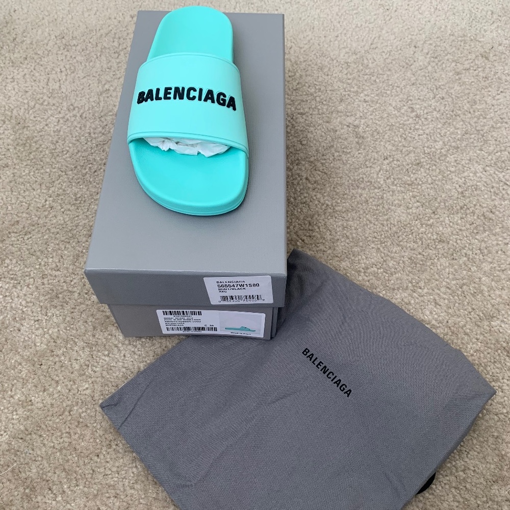 Women's Balenciaga mint slides